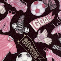 Pretty Sporty - Tossed Girls Soccer Equipment on Black