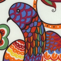 Talavera - Mexican Folk-Art Style Birds and Flowers on Ivory