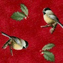 Winter Birds - Chickadees on Burgundy by Hautman