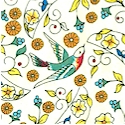 Capri - Tossed Floral and Sparrow Design by Patti Fried for Mark Lipinski