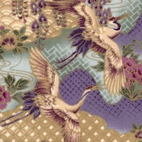 Kimono Collection - Gilded Magnificent Cranes and Scenery