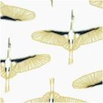 Mystic Cranes - Graceful Gilded Cranes on Ivory