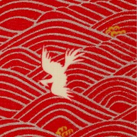 Hyakka Ryoran - Elegant Cranes Over Gilded Red Waves