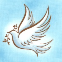 Our Father - Tossed Peace Doves on Blue