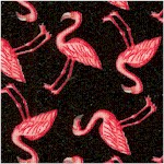 Pink Lady - Tossed Small Scale Flamingos on Black - LTD. YARDAGE AVAILABLE
