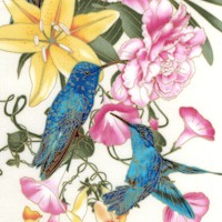 Hummingbirds -  Exquisite Gilded Hummingbird Vertical Stripe by Chong-A Hwang