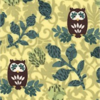 Mercer Street - Whimsical Owls in Trees on Green