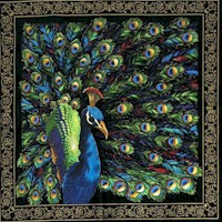 Royal Peacock - Gilded Pillow Panel - SOLD BY THE PANEL ONLY