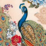 Peacocks - Gilded Majestic Birds on Cream