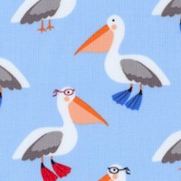 Flippers and Fins - Whimsical Pelicans on Blue