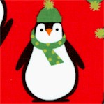 Jingle 4 - Whimsical Penguins on Red