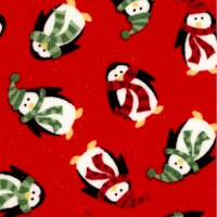 Mini Christmas - Tossed Penguins on Red