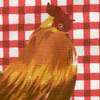 Country Rooster on Red Check