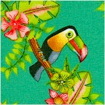 Pink Lady - Tropical Birds and Flowers on Green