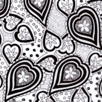 Calais Collection - Toassed Doodle Hearts in Black and White