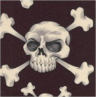 Nicoles Prints - Skull and Bones on Black