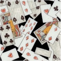 Alice in Wonderland - Tossed Small-Scale Playing Cards on Black