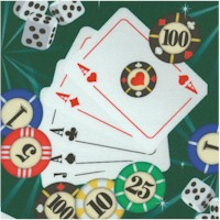 Poker Game - Cards, Chips and Dice on Green