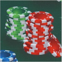 Poker Chip Stacks on Green