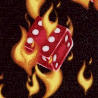 Flaming Dice - SALE! (MINIMUM PURCHASE 1 YARD)