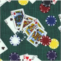 Tossed Mini Poker Hands on Green